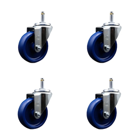 Service Caster 4'' Solid Polyurethane Wheel Swivel 7/16'' Grip Ring Stem Caster Set, 4PK SCC-GR20S414-SPUS-716138-4